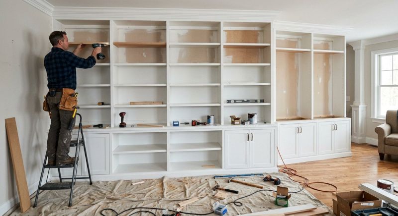 Built In Bookcase Installation in Durham, NC